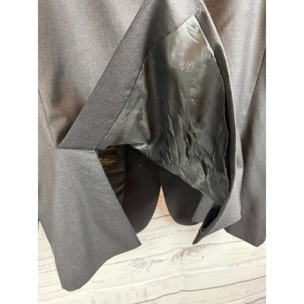 JOS. A. BANK RESERVE gray black check 100% wool mens jacket blazer 48L